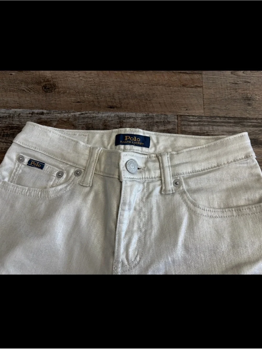 Polo Ralph Lauren The Tompkins Skinny Silver Coated Jeans – Girls Size 10 NWT